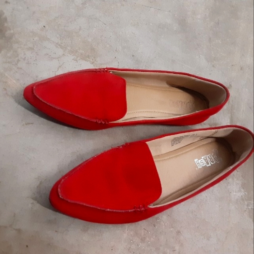 BRASH Suede Slip On Loafer Flats in BOLD Blood Red Color Women's Size 8
